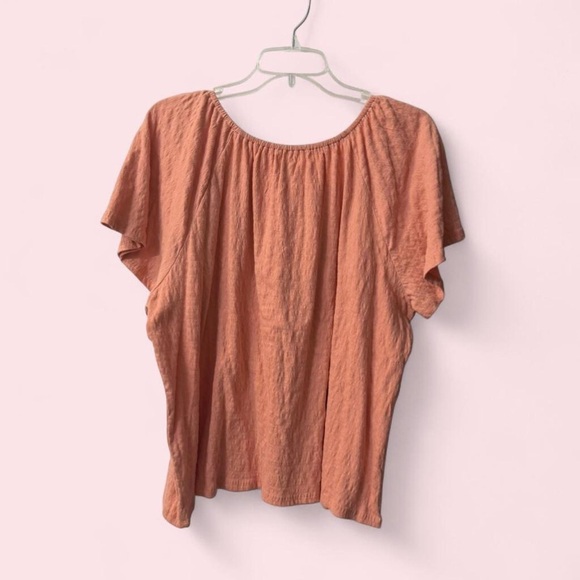 Women’s NWT Wonderly Peach Short Sleeve Blouse Petite Large - Picture 5 of 5